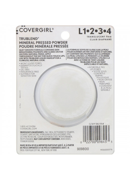 Covergirl, Trublend, Mineral Pressed Powder, Translucent Fair, .39 oz (11 g)