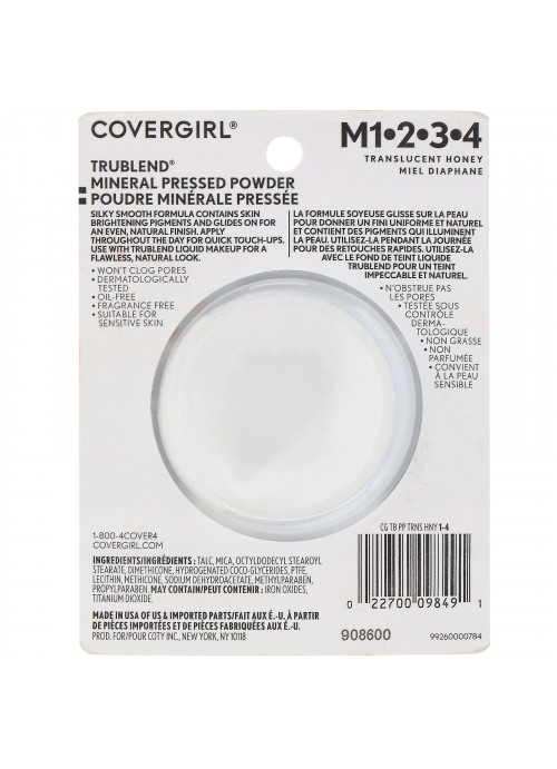 Covergirl, TruBlend, Mineral Pressed Powder, Translucent Honey, .39 oz (11 g)