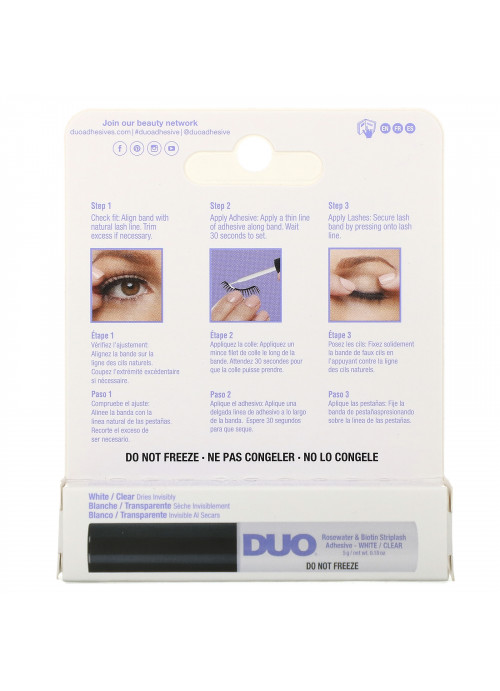 DUO, Rosewater & Biotin Striplash Adhesive, White/Clear, 0.18 oz (5 g)