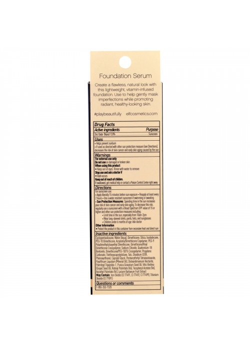 E.L.F., Beautifully Bare Foundation Serum, SPF 25, Medium/Dark, 0.47 fl oz (14 ml)