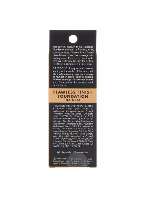 E.L.F., Flawless Finish Foundation, Oil Free, Natural, 0.68 fl oz (20 ml)