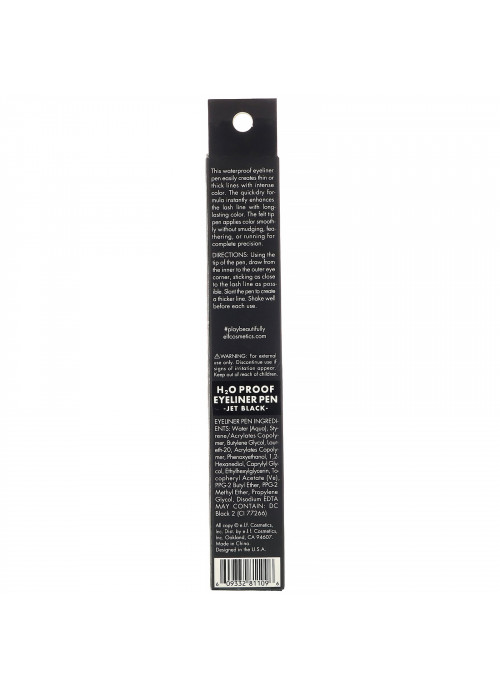 E.L.F., H2O Proof Eyeliner Pen, Jet Black, 0.02 fl oz (0.7 ml)