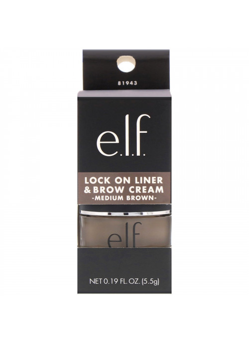 E.L.F., Lock On, Liner And Brow Cream, Medium Brown, 0.19 oz (5.5 g)