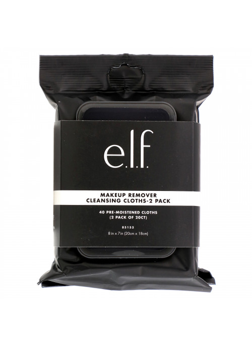 E.L.F., Makeup Remover Cleansing Cloths, 2 Pack, 20 Pre-Moistened Cloths Each