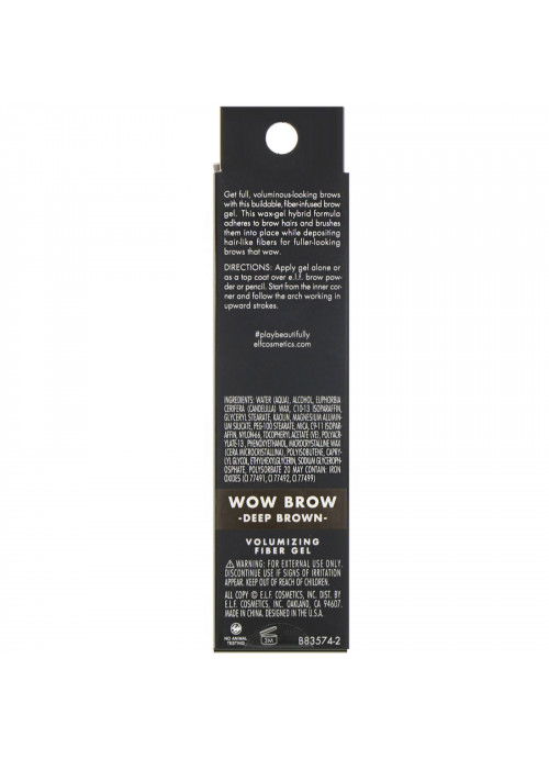 E.L.F., Wow Brow Gel, Deep Brown, 0.12 oz (3.5 g)