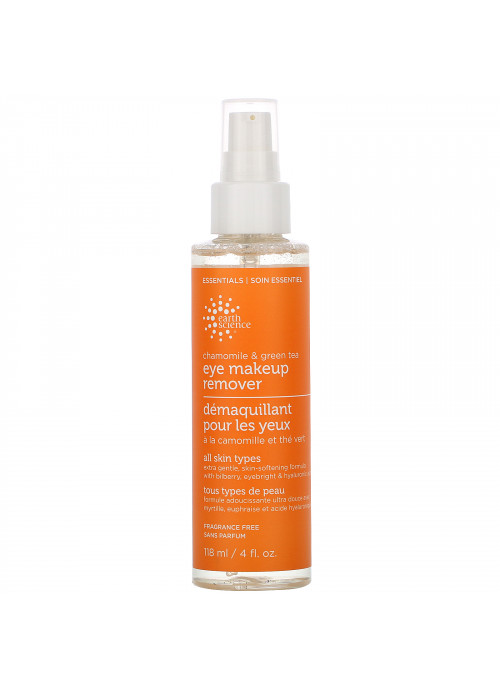 Earth Science, Eye Makeup Remover, Chamomile & Green Tea, Fragrance Free, 4 fl oz (118 ml)