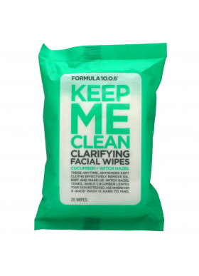Formula 10.0.6, Keep Me Clean, Clarifying Facial Wipes, Cucumber + Witch Hazel, 25 Wipes