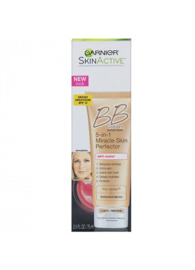 Garnier, SkinActive, 5-in-1 Miracle Skin Perfector BB Cream, Anti-Aging, Light/Medium, 2.5 fl oz (75 ml)