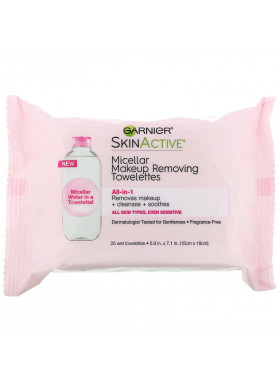 Garnier, SkinActive, Micellar Makeup Removing Towelettes, All-In-1, 25 Wet Towelettes