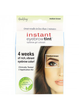 Godefroy, Instant Eyebrow Tint, Medium Brown, 3 Application Kit