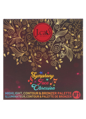 J.Cat Beauty, Symphony Face Obsession, Highlight, Contour & Bronzer Palette, SFO101 #1 Light/Medium, 0.97 oz (27.5 g)