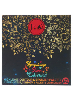J.Cat Beauty, Symphony Face Obsession, Highlight, Contour & Bronzer Palette, SFO102 #2 Medium/Dark, 0.97 oz (27.5 g)