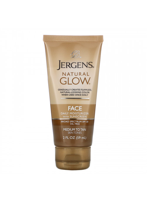 Jergens, Natural Glow, Face Daily Moisturizer, SPF 20, Medium to Tan, 2 fl oz (59 ml)