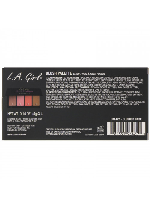 L.A. Girl, Blushed Babe Blush Palette, 0.14 oz (4 g) Each