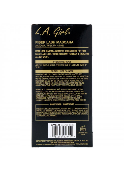 L.A. Girl, Fiber Lash Mascara, Intense Black, 0.27 fl oz (8 ml)