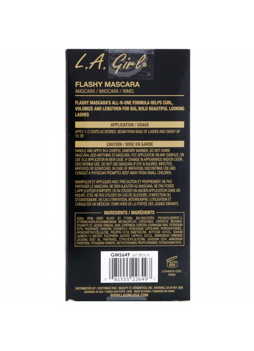 L.A. Girl, Flashy Mascara, Jet Black, 0.27 fl oz (8 ml)