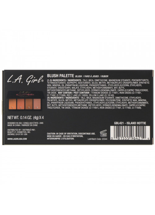 L.A. Girl, Island Hottie Blush Palette, 0.14 oz (4 g) Each