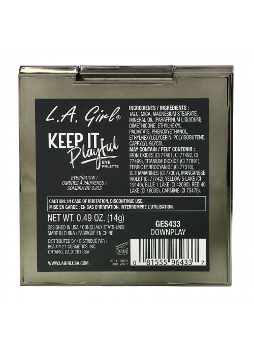 L.A. Girl, Keep It Playful Eye Palette, Downplay, 0.49 oz (14 g)