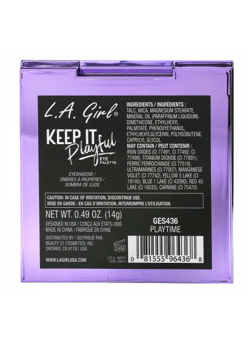 L.A. Girl, Keep It Playful Eye Palette, Playtime, 0.49 oz (14 g)