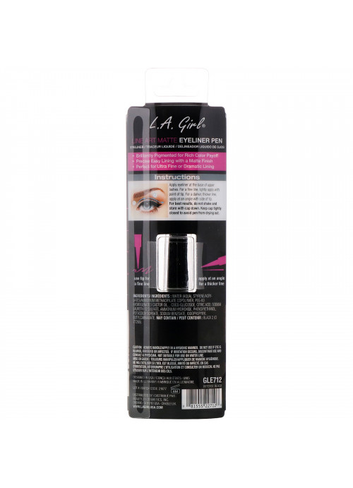 L.A. Girl, Line Art Matte Eyeliner Pen, Intense Black, 0.014 fl oz (0.4 ml)