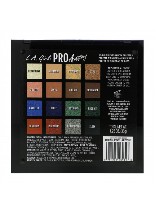 L.A. Girl, Pro Eyeshadow Palette, Artistry, 1.23 oz (35 g)