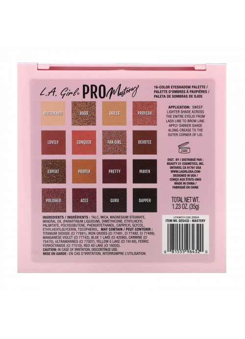 L.A. Girl, Pro Eyeshadow Palette, Mastery, 1.23 oz (35 g)