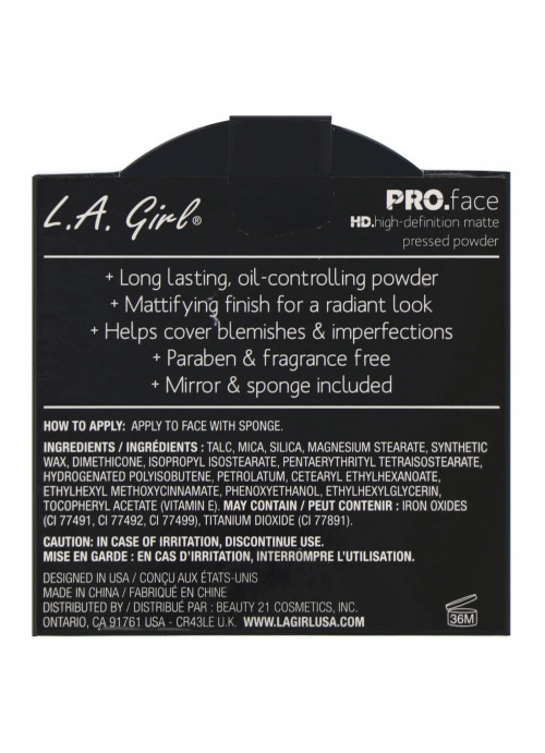 L.A. Girl, Pro Face HD Matte Pressed Powder, Creamy Natural, 0.25 oz (7 g)