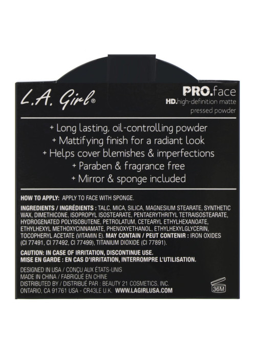 L.A. Girl, Pro Face HD Matte Pressed Powder, Medium Beige, 0.25 oz (7 g)
