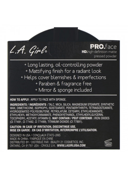 L.A. Girl, Pro Face HD Matte Pressed Powder, Nude Beige, 0.25 oz (7 g)