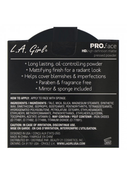 L.A. Girl, Pro Face HD Matte Pressed Powder, True Bronze, 0.25 oz (7 g)