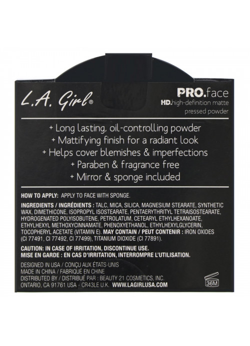 L.A. Girl, Pro Face HD Matte Pressed Powder, Warm Caramel, 0.25 oz (7 g)