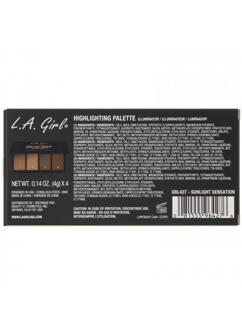 L.A. Girl, Sunlight Sensation Highlighting Palette, 0.14 oz (4 g) Each