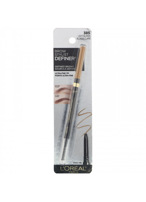 L'Oreal, Brow Stylist Definer, Ultra Fine Tip, 385 Light Blonde, 0.003 oz (0.09 g)