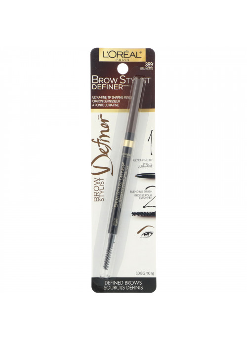 L'Oreal, Brow Stylist Definer, Ultra Fine Tip, 389 Brunette, 0.003 oz (90 mg)