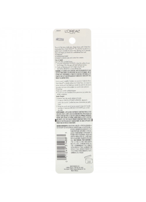 L'Oreal, Brow Stylist Definer, Ultra Fine Tip, 389 Brunette, 0.003 oz (90 mg)