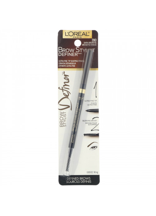 L'Oreal, Brow Stylist Definer, Ultra Fine Tip, 390 Dark Brunette, 0.003 oz (90 mg)