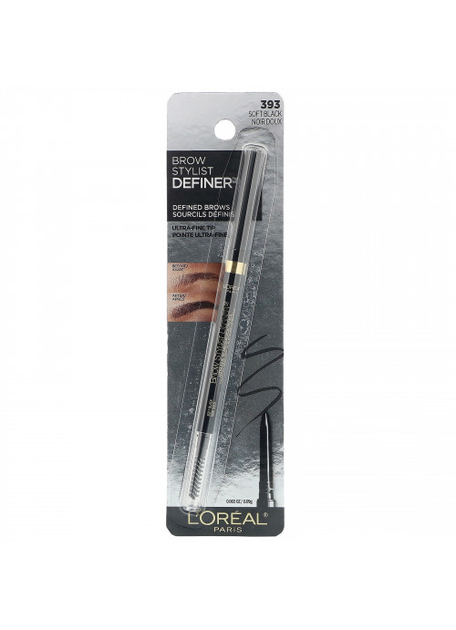 L'Oreal, Brow Stylist Definer, Ultra Fine Tip, 393 Soft Black,  0.003 oz (0.09 g)