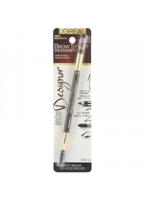L'Oreal, Brow Stylist Designer Eyebrow Pencil, 315 Dark Brunette, .045 oz (1.3 g)