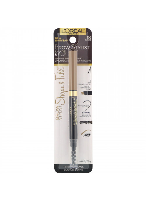 L'Oreal, Brow Stylist, Shape & Fill, 400 Blonde, .008 oz (250 mg)