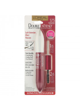 L'Oreal, Double Extend Beauty Tubes Mascara, 575 Blackest Black, 0.17 fl oz (5.2 ml) / 0.16 fl oz (5 ml)