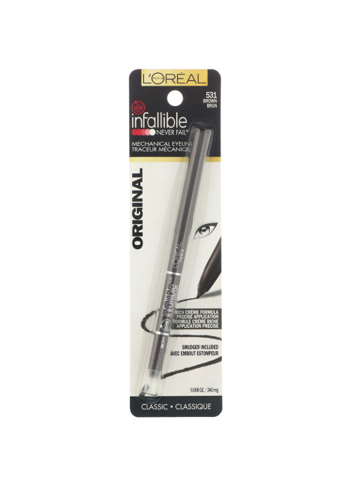 L'Oreal, Infallible Mechanical Eyeliner, 531 Brown, 0.008 oz (240 mg)