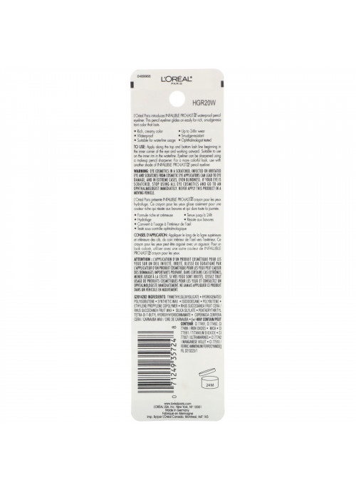 L'Oreal, Infallible Pro-Last Waterproof Pencil Eyeliner, 930 Black, 0.042 fl oz (1.2 g)