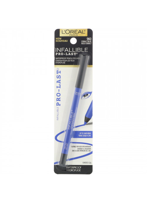 L'Oreal, Infallible Pro-Last Waterproof Pencil Eyeliner, 960 Cobalt Blue, 0.042 fl oz (1.2 g)