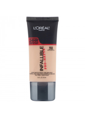 L'Oreal, Infallible Pro-Matte Foundation, 102 Shell Beige, 1 fl oz (30 ml)