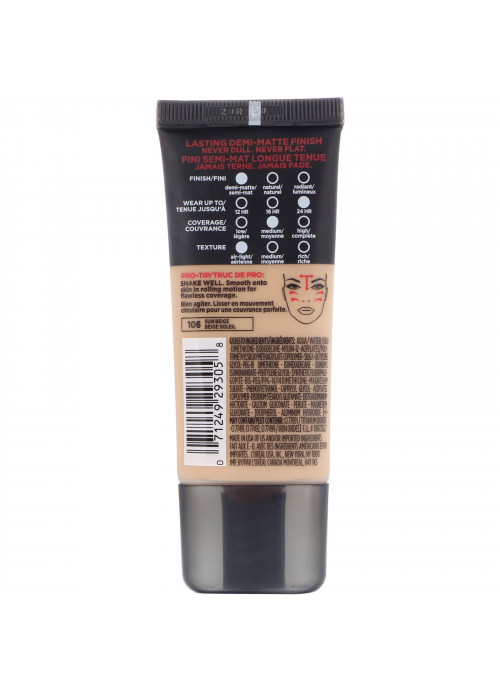 L'Oreal, Infallible Pro-Matte Foundation, 106 Sun Beige, 1 fl oz (30 ml)
