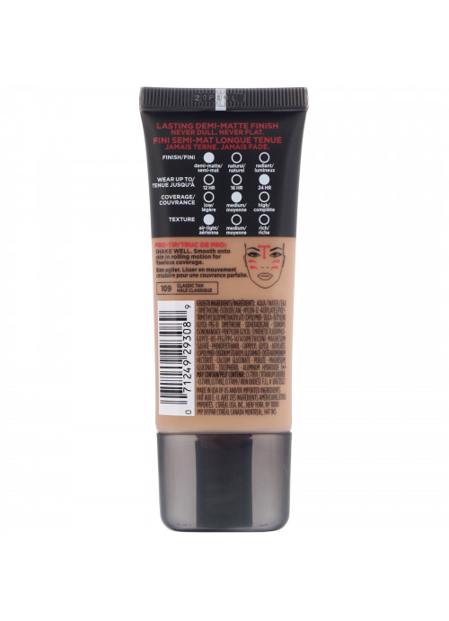 L'Oreal, Infallible Pro-Matte Foundation, 109 Classic Tan, 1 fl oz (30 ml)