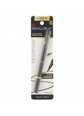L'Oreal, Infallible Super Slim Liquid Eyeliner, 401 Brown, 0.034 fl oz (1 ml)