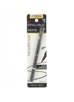 L'Oreal, Infallible Super Slim Liquid Eyeliner, Black 400, 0.034 fl oz (1 ml)