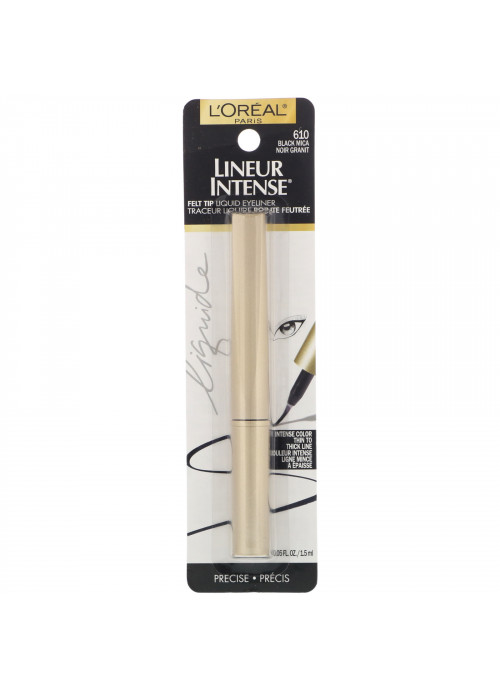 L'Oreal, Lineur Intense Felt Tip Liquid Eyeliner, Black Mica 610, .05 fl oz (1.5 ml)