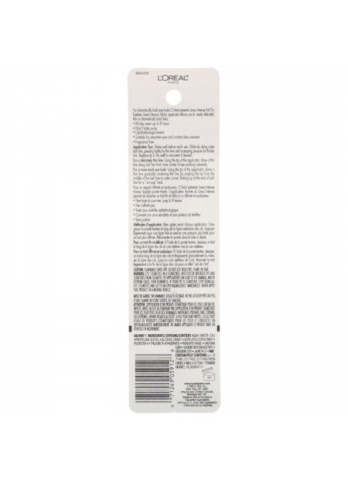 L'Oreal, Lineur Intense Felt Tip Liquid Eyeliner, Black Mica 610, .05 fl oz (1.5 ml)